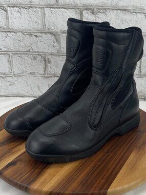 Sidi Mens 9.5/43 Black Leather Pull On Side Zipper Motorcycle Boots